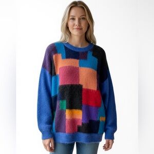 Artisanias Barbara Colorblock Llama Alpaca‎ Blend Sweater